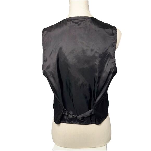 Vintage Ms Choice Women Small Green Black Floral Burnout Brocade Vest Tie Satin - Picture 3 of 5